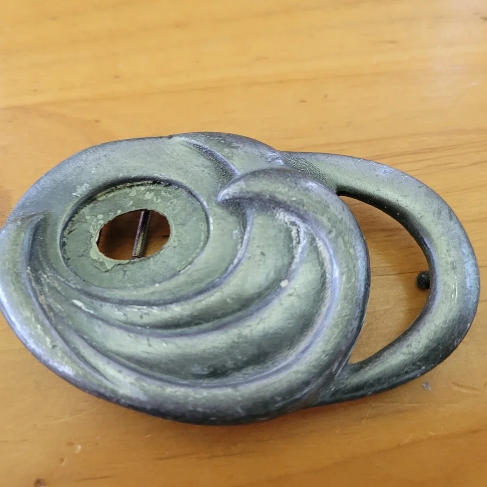 Vtg Ginnie Johansen Dallas Designer Metal Swirl Belt Buckle Hardware
